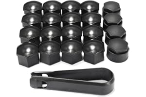 XIELBIS 20 Pcs 17mm Wheel Nut Covers with Removal Tool - Bolt Caps Hub Screw Cover including 16 Standard Ones 4 Locking Ones,And Removal Tool, Universal Fit for Most Car Models(Black)
