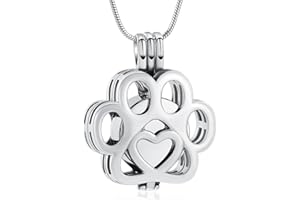 MEMORIAL JEWELRY Joyas para cenizas para perro/gato, acero inoxidable, urna conmemorativa, collar de urna en el interior, mini caso, Keepsake Cremación, joyas para mujeres y hombres