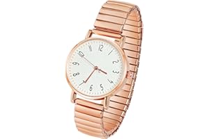 AOOSU Damenuhr Stretch Armband, Damen Analog Quarz Uhr Elastisch Armbanduhr Große Ziffern Uhren Damen Einfache Lässig Quarzuhr Kleideruhr Klare Lesbare