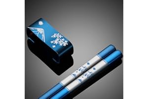 TIICOO Metalowe pałeczki wielokrotnego użytku, 2 pary tytanowych pałeczek ze stali nierdzewnej 18/8 z uchwytem, nadają się do mycia w zmywarce, antypoślizgowe, grawerowane laserowo pałeczki do