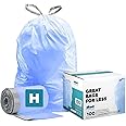 Plasticplace Code H Compatible (100 Count) Blue Recycling Bags Drawstring Garbage Can Liners 9 Gallon / 34 Liter 18.5" x 28"