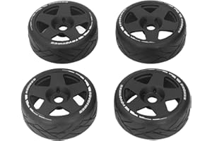 Drfeify Roues 1/8 GT RC, 4 Pièces RC sur Roues de Route avec Adaptateur 17 Mm Pneus de Remplacement RC pour 1/8 RC sur Voiture de Course sur Route (Black)