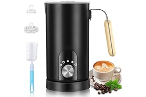 BUOAZR Espumador de Leche 5 en 1 Eléctrico 350ML Espumador Automático, Inteligente Espuma Caliente y Fría Calentador,con Revestimiento Antiadherente, para Cappuccino, Calienta Leche, Latte