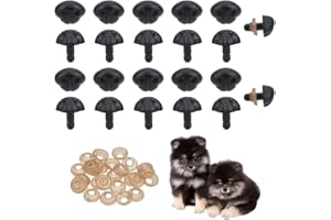 ‎GOMAKERER GOMAKERER 30 Set Bastelnasen mit Abstandshaltern, 18mm Schwarze Hunde-Sicherheitsnasen Puppen-Teddybär-Nasen Puppenherstellungszubehör Falsche Welpennase Für Die Herstellung von Kuscheltieren