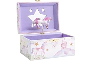 Jewelkeeper - Portagioie Bimba con Carillon e Ballerina Roteante, Arcobaleno e Foglia d'Oro - Scatola Musicale Bambina Melodia del Lago dei Cigni - 14,9 x 10,8 x 8,6 cm