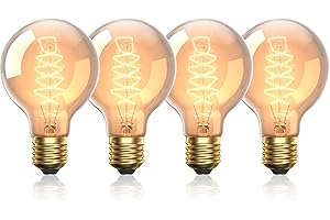 Bonlux E27 Vintage Light Bulbs 60W, G80 E27/ES Edison Screw Vintage Edison Light E27 Amber Glass Filament Bulb Warm White 2800K, 4-Pack