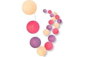 CREATIVECOTTON LED Lichterkette mit Cotton Balls inkl. Timer und Dimmer (Berries, 20 Kugeln)