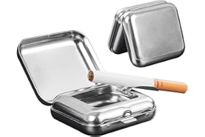 Kytpyi taschenaschenbecher, aschenbecher auto, 2 STÜCKE Mini Mobiler Aschenbecher, quadratischer Metallaschenbecher für Camping, Taschenaschenbecher für drinnen, draußen, Reisen, Auto (Silber)