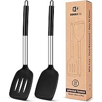 Set Di 2 Spatole Per Pesce – Punta In Silicone, Manico In Acciaio Inox – Antiaderenti E Resistenti Al Calore
