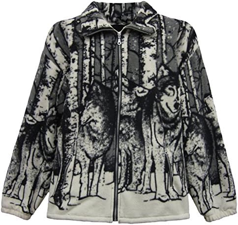 Women's Double Fleece Animal Print Jacket with Pockets