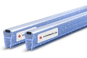 Seiletech.de Magnettätning UM03 | 2 x 2 m | tätning för 4 mm 5 mm 6 mm glasdörr | transparent | vattenavvisande profil | duschtätning | duschvägg | med gummiläpp