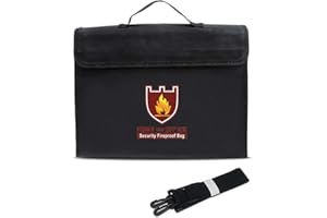 Bolsa de documentos ignífuga TsunNee con correa de mano, bolsa de documentos impermeable, bolsa de seguridad ignífuga con correas para los hombros, 15 x 11 x 2,5 pulgadas