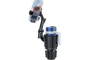 HoneTeek 2-IN-1 Porta Cellulare Auto Con Portabicchieri, Flessibile Supporto Telefono Auto, Base Rotante a 360 Gradi Con Braccio Lungo, Porta Cellulare Da Auto