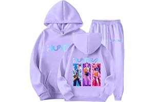 Générique K-Kpop D-Demon Survêtement Fille Imprimés Huntrix Rumi/Mira/Zoey Ensembles Enfant Jogging à Capuche 2 Pièces Vêtements de Sport pour Printemps et Automne