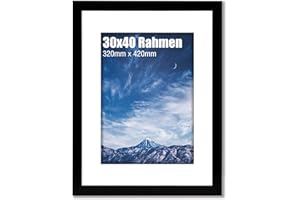 wyewye 30 x 40 cm cornice per foto, cornice 30 x 40 cm, cornice per poster in legno con finestra in plexiglass per la decorazione della parete per soggiorno, camera da letto, ufficio, nero 1p