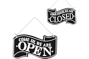 WUUOOEI Cartel de Abierto y Cerrado, Letrero de Puerta Abierta o Cerrada, Letrero Puerta Entrada, Placa Abierto Cerrado, Placa de la Puerta Colgante de Doble Cara para Escaparate Restaurante Tienda Café Bar
