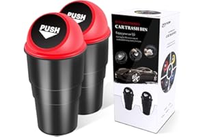 YIOVVOM Auto Mülleimer mit Deckel Universal Handy Abfalleimer für Getränkehalter in der Konsole Mini Mülleimer Auto Mülleimer für Auto Büro Zuhause Set of 2 (Red)
