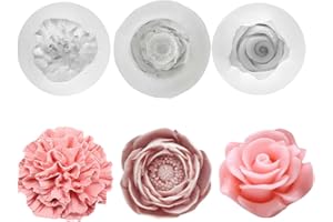 LONGHONEYSONG 3 Moldes Para Velas, Moldes de Silicona Para Velas, MoldesVelas, Moldes Silicona Velas, Cavel, Peonía, Moldes de Silicona, Para Fundición de Flores, Flores, 3D, Pascua