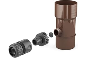 BRYZA® Dachrinne Ablauf für Regendrahverschluss DN Ø 110 mm braun | Regenwassertank Speedy Regenwassersammler für Fallrohr, Filter für Fallrohr, Gartenschlauch, Schnellanschluss