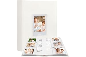 NISELITY Photo Album for Fujifilm Instax Mini Camera, 180 Pockets Photo Album with Writing Space for Polaroid, Leather Cover, 2x3 Photo Album for Instax Mini 12 11 9 40 8 7 Evo LiPlay Instant Camera (White)