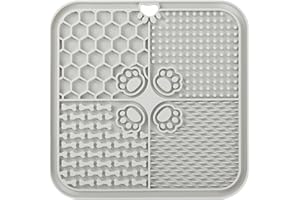 YEICXOH Lick Mat for Dogs, Food Mat for Butter & Yogurt, Dog Toy for Bathing, Training & Grooming (1 Pack, Grey, 20 x 20 cm)
