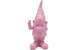 L & P HOME & GIFTS Lesser & Pavey Gnomes Home Decor Figurines & Ornaments For Home & Office | Decorative Home Accessories Statues For Indoor & Outdoor | Lovely Gifts for Women & Men Peace Hands Pink 20 Cm
