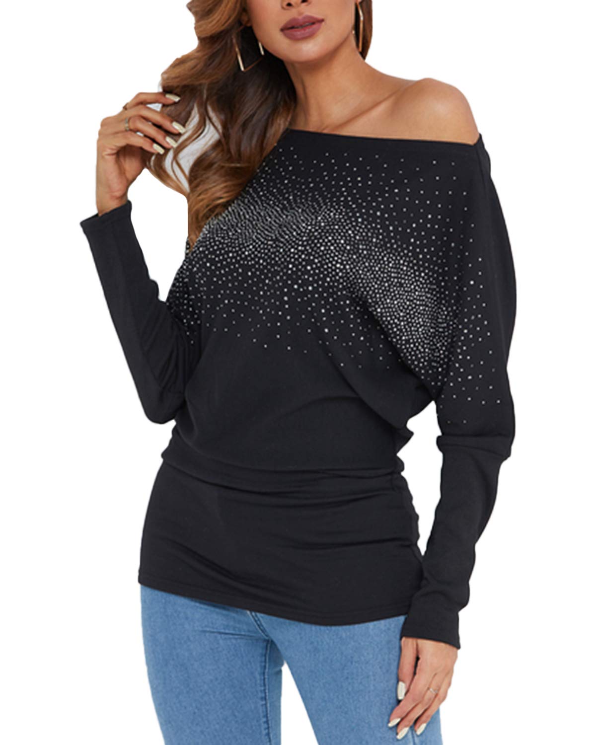 cold shoulder glitter tops