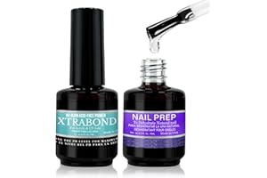 UHELTOSLY 2Pcs*15ml P Primer Ongle Gel et Déshydrateur Kit,Nail Primer Semi Permanent Nail Prep Bond Primer Air Dry Gel, Ongles Nail Prep Déshydratation et Collage, Nettoyez la surface de l'ongle