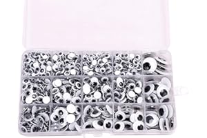 Buziba Ojos saltones autoadhesivos de plástico, ojos tambaleantes y ondulados, varios tamaños variados, ojos adhesivos para manualidades, decoración de álbumes de recortes (1280)