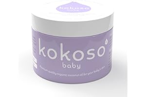 Kokoso Baby - Organic Coconut Oil - 100% Natural Baby Oil - For Dry, Sensitive Skin & Eczema Prone Skin - Ultra Lightweight & Non Greasy - Suitable from Newborn Upwards - 70g