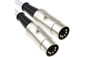 kenable Professional MIDI 5 Pin DIN Cable FULLY WIRED Braided Cable SHIELDED 1m White [1 metres]