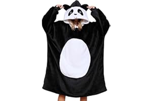 Nadeer Blanket Sweatshirt Fluffy Hoodie, Oversized Plush Hooded Top Wearable Blanket, Large for Adults Men Women and Small for Kids Boys Girls