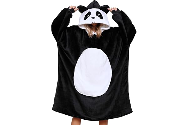Niwicee överdimensionerad huvtröja filt fluffig fleece huva bärbar filt sweatshirt mjuk varm bekväm gigantisk huvtröja rock söta djur huvtröjor med stor ficka för kvinnor män barn