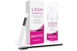 COUKULA 3 In 1 Eyelash Foaming Shampoo Set, 2.11 fl.oz, Remove Eye Makeup Oil, 60ml Eye Lash Extension Foam Cleanser Mousse with Mascara Wand Eyelid Cleansing Brush, Professional Salon Home Care Kit Self Use