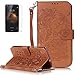 Produktbild Huawei Y6 II/Honor 5A Neu Design Hülle mit Panzerglas,ISENPENK Original Flip Bookstyle Cover Wasserdicht Shockproof Anti Slip Protection Stoßfest Leather Case mit Standfunktion,3D Rose Muster Pattern Wallet Case mit Intern Karte Schlitz,Outdoor Stoßdämpfend Magnetic Closure Handygürtel Wallet Tasche Schutzhülle Leathertasche für Huawei Y6 II/Honor 5A 5.0Zoll-[Rose pattern,braun]+Panzerglas/Schutzfoile/Displayschutzfolie