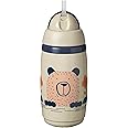 Tommee Tippee Superstar Insulated Straw Cup for Toddlers with INTELLIVALE 100% Leak and Shake-Proof Technology and BACSHIELD Antibacterial Technology, 12+, 266ml, Pack of 1, Warm Grey