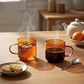 Deconox 2'li Borosilikat Cam Kupa Seti - 380 ml Isıya Dayanıklı Renkli Kahve ve &Ccedil;ay Bardağı - Kurşunsuz Ekolojik (2 Adet) Amb