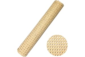 SELLINER 1 Roll Plastic Rattan Material,13.8inch x 6.6ft Cane Rattan Webbing Roll,PE Rattan Roll Rattan Webbing Roll for Caning Projects, Woven Open Mesh Cane for Furniture, Chair, Cabinet, Ceiling, Bed