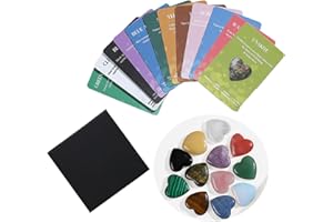 24 Pcs Heart Shaped Crystals Set， SiumPklay Natural Polished Gemstones for Meditation, Reiki, Yoga - Spiritual Gifts for Women with Gift Box - Includes 12 Healing Stones & 12 Info Cards