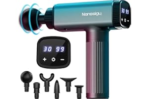 Nanssigy Muscle Massage Gun, 30-Way Adjustable Gun Massager with LED Indicator, 6 Massage Heads and 2600mAh Battery, for Relieving Muscle Pain and Stiffness
