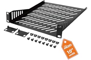 Tecmojo 1U Rack Mount Shelf for 10" width Server Rack, 7.87" Deep Vented Cantilever Tray, Metal Shelf for Network Cabinet, Server Enclosure, Enhanced Airflow, Black