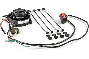 EXTREME PARTS EXED® Parts - Ventilador de refrigeración y kit de montaje para radiador SPAL original, con sistema de montaje universal Revotec e interruptor de encendido/apagado, para todas las motos de cross de 2