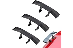 FIBOUND Lot de 3 mini ailerons de spoiler de voiture universels - Texture en fibre de carbone sans perforation - Stabilité du véhicule - Décoration arrière