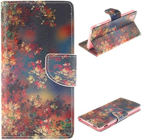 RoseMann PU Leather Stand Flip Wallet Case Cover with Magnetic Clasp and Credit Card Slots for Sony Xperia M4 Aqua