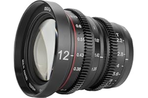 MEKE Obiettivo mini Cine 4K con grande apertura T2.2 da 12 mm, messa a fuoco manuale, a bassa distorsione, per micro quattro terzi M43 MFT, compatibile con Olympus Panasonic Lumix BMPCC 4K Zcam E2 GH5