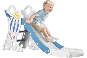 AIYAPLAY Tobogán Infantil de 18-36 Meses Tobogán para Niños 157 cm con 3 Escaleras Antideslizantes Carga 30 kg para Interior Hogar Azul y Gris