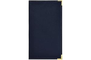 LIVAN - L601 - Porte-Chéquier Talon en Haut 2 Volets - Porte Carte - en Croute Cuir Vachette - pour Format Portefeuille (A croûte Cuir Bleu Indigo)