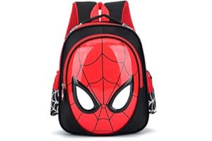 Sac à Dos bandoulière d'école Enfant ZWRY Garçons 3-6 Ans, 3D Spiderman Livre étanche Noir