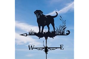 Dantazz Wetterhahn Metall für Garten, Wetterhahn Windrad Windrichtungsanzeiger Garten mit Stab, 3D Wetterhahn Akita Hund Form Dekoration, für Garten Hinterhof Terrasse Hof Dach Ornament (Schwarz)