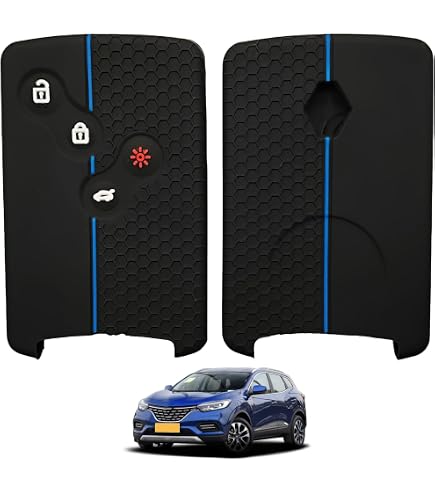 Happyit - Housse Silicone Pour Télécommande Renault (Clio, Scénic, Mégane, Etc.) - 4 Boutons - Protection Clé Anti-poussière - Noir - 7
